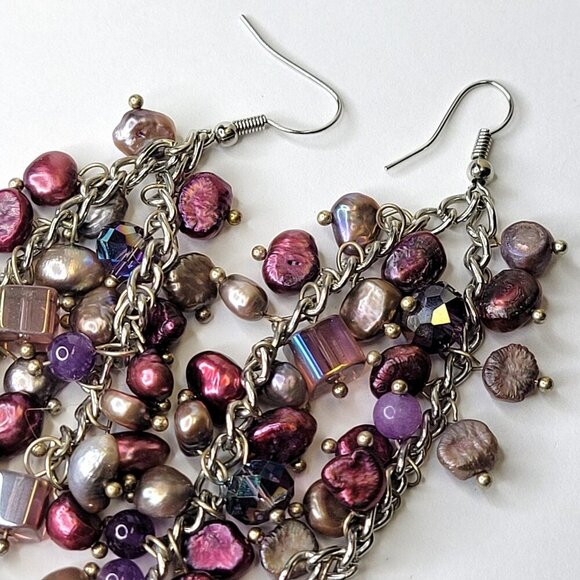 Lavender Purple Long Earrings - Picture 5 of 9